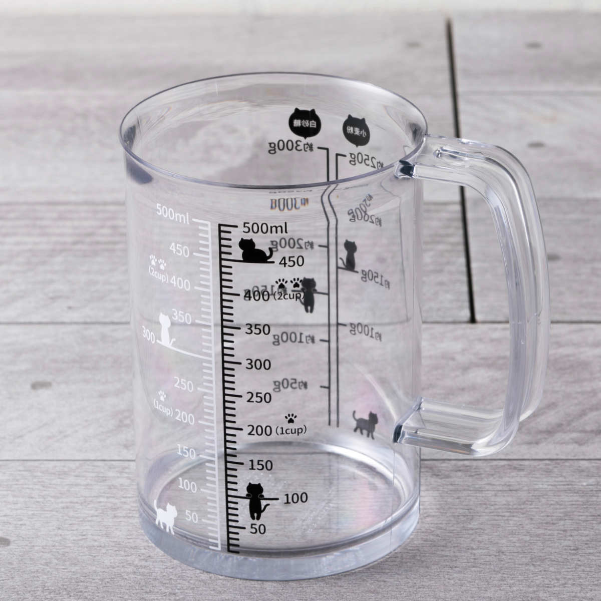 計量カップ 500ml Nyammy ねこの計量カップ 貝印 （ 計量コップ メジャーカップ 計量器具 猫 お菓子作り 製菓道具 砂糖 小麦粉 プラスチック KAI ニャミー ねこ かわいい ） 【39ショップ】画像