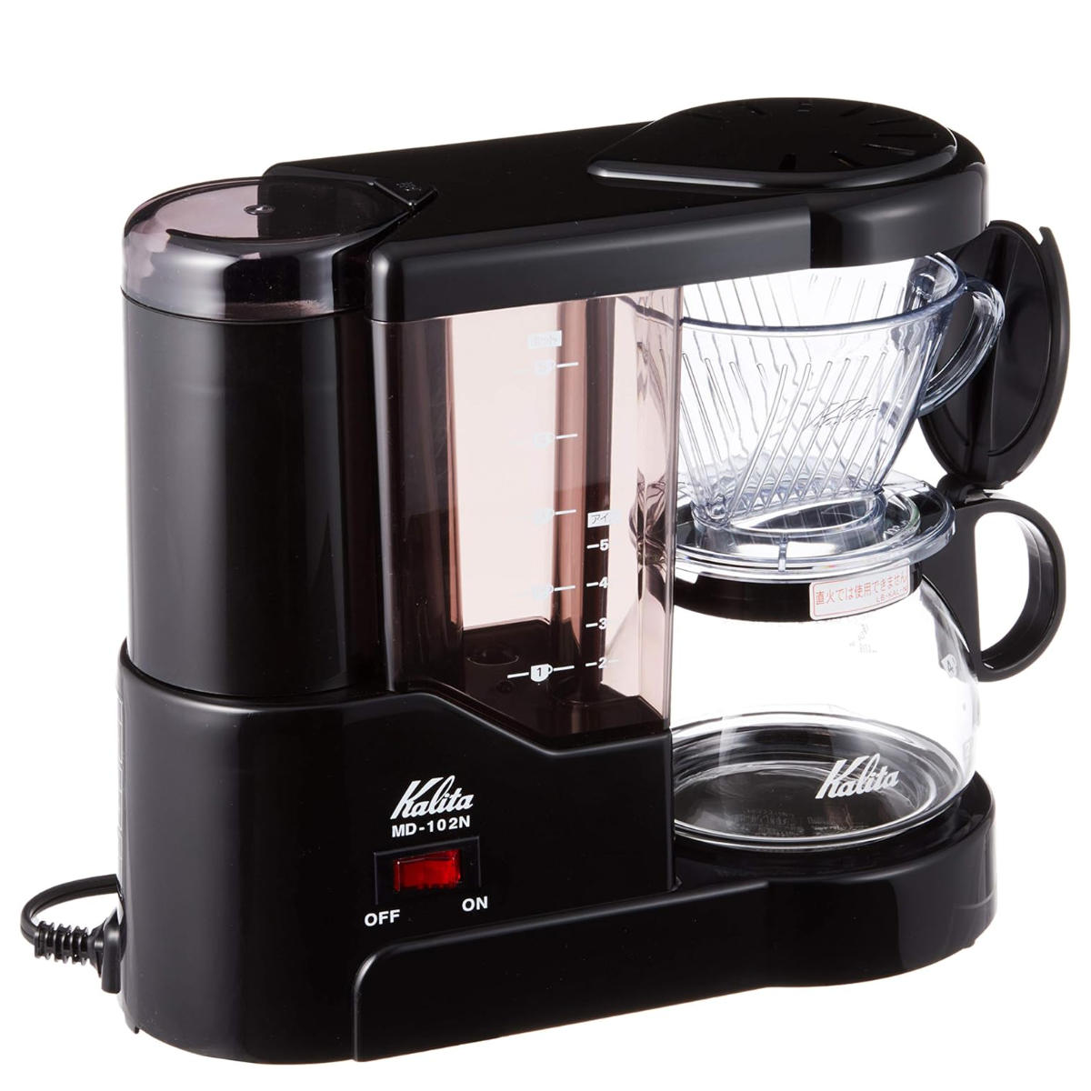Kalita カリタ コーヒーメーカー MD-102N ブラック （ 5カップ ミル・浄水付き コーヒーマシーン コーヒー マシーン 日本製 おしゃれ ドリップコーヒー コーヒーミル ）【39ショップ】