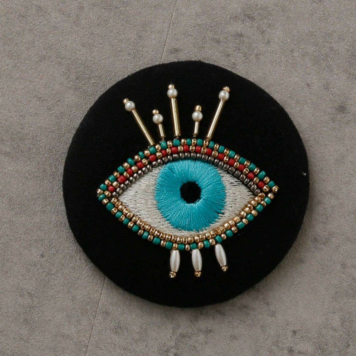 手鏡イーブルアイミラービーズ刺繍コンパクト