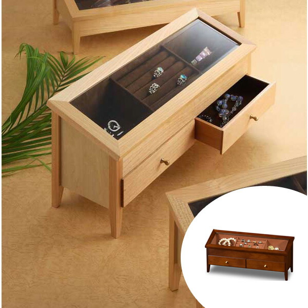コレクションケース 木製 ワイドジュエルＭ 幅44cm （ 送料無料 アクセサリー ケース 収納 ボックス ジュエリー スタンド BOX 木製 高級感 コレクション 飾る アクセサリー収納 アクセサリーボックス おしゃれ ）【39ショップ】
