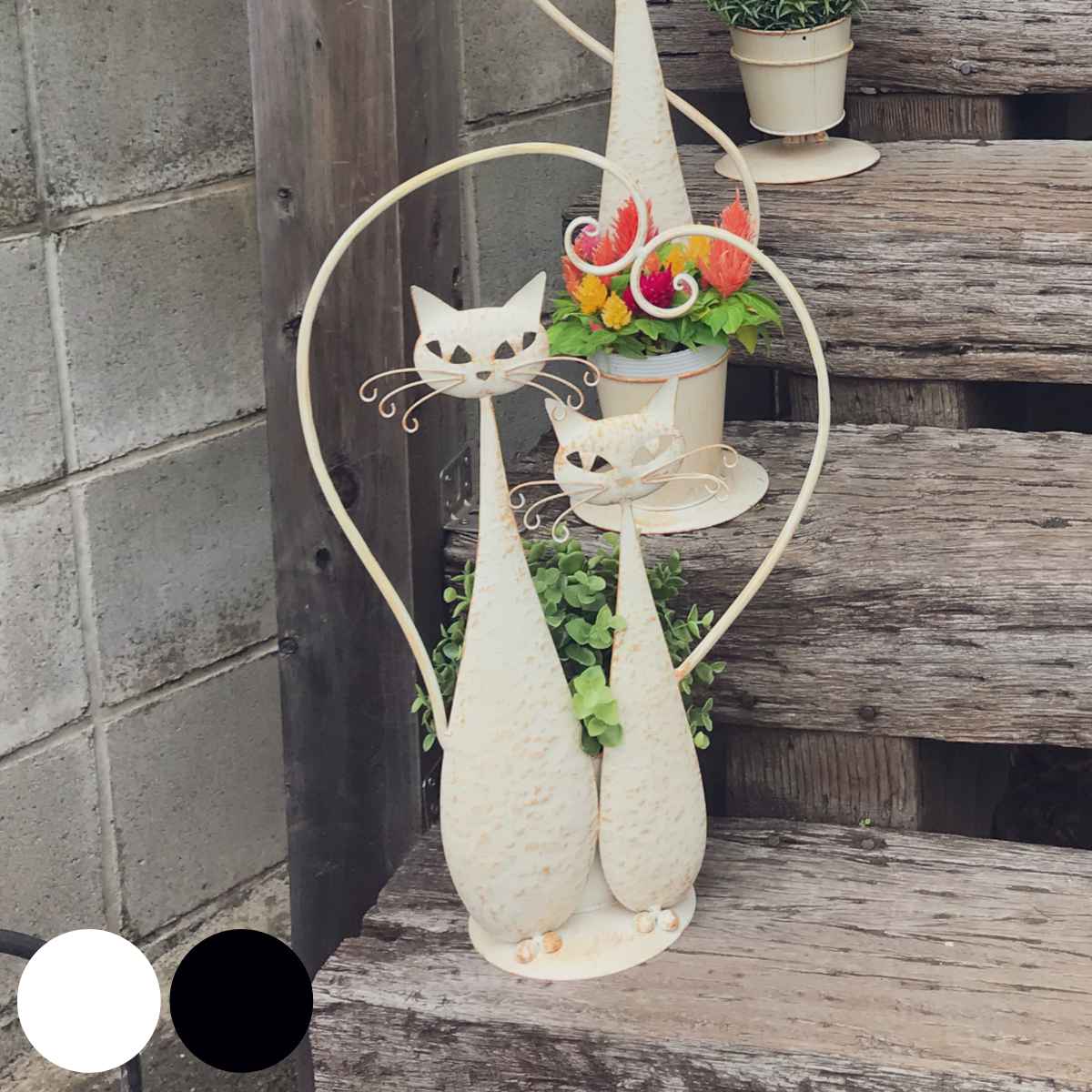 プランター アイアンキャットプランター ランデブー （ 送料無料 フラワーポット 植木鉢 ポット プラントポット フラワースタンド 鉢 アイアン ねこ スタンド 置く 植物 観葉植物 花 園芸 雑貨 ガーデニング エクステリア ） 【39ショップ】