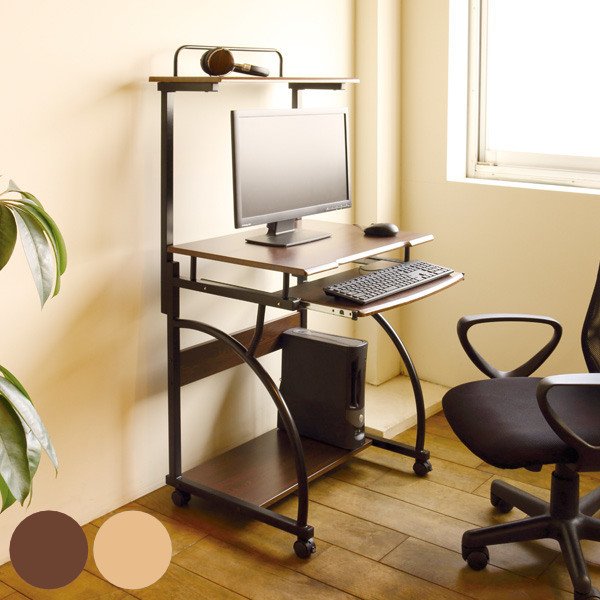 国際ブランド 楽天市場 パソコンデスク 幅60cm ラック付き キャスター付き 木目調 送料無料 Pcデスク パソコンラック デスク ワークデスク 机 パソコン ラック Pcラック ハイタイプ キーボードスライダー 収納 幅 60 プリンター収納 省スペース 39ショップ