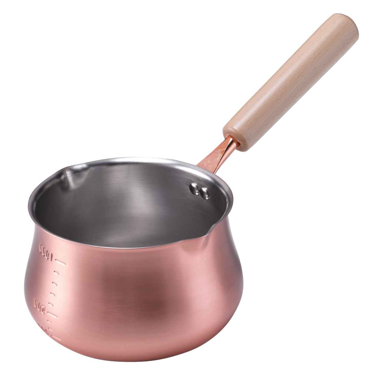 ミルクパン 14cm ガス火専用 ほっこり銅のみるくpan （ ソースパン 片手鍋 メモリ付き 14センチ 小鍋 ミニ 小さい 両口鍋 銅鍋 銅製 ）【39ショップ】