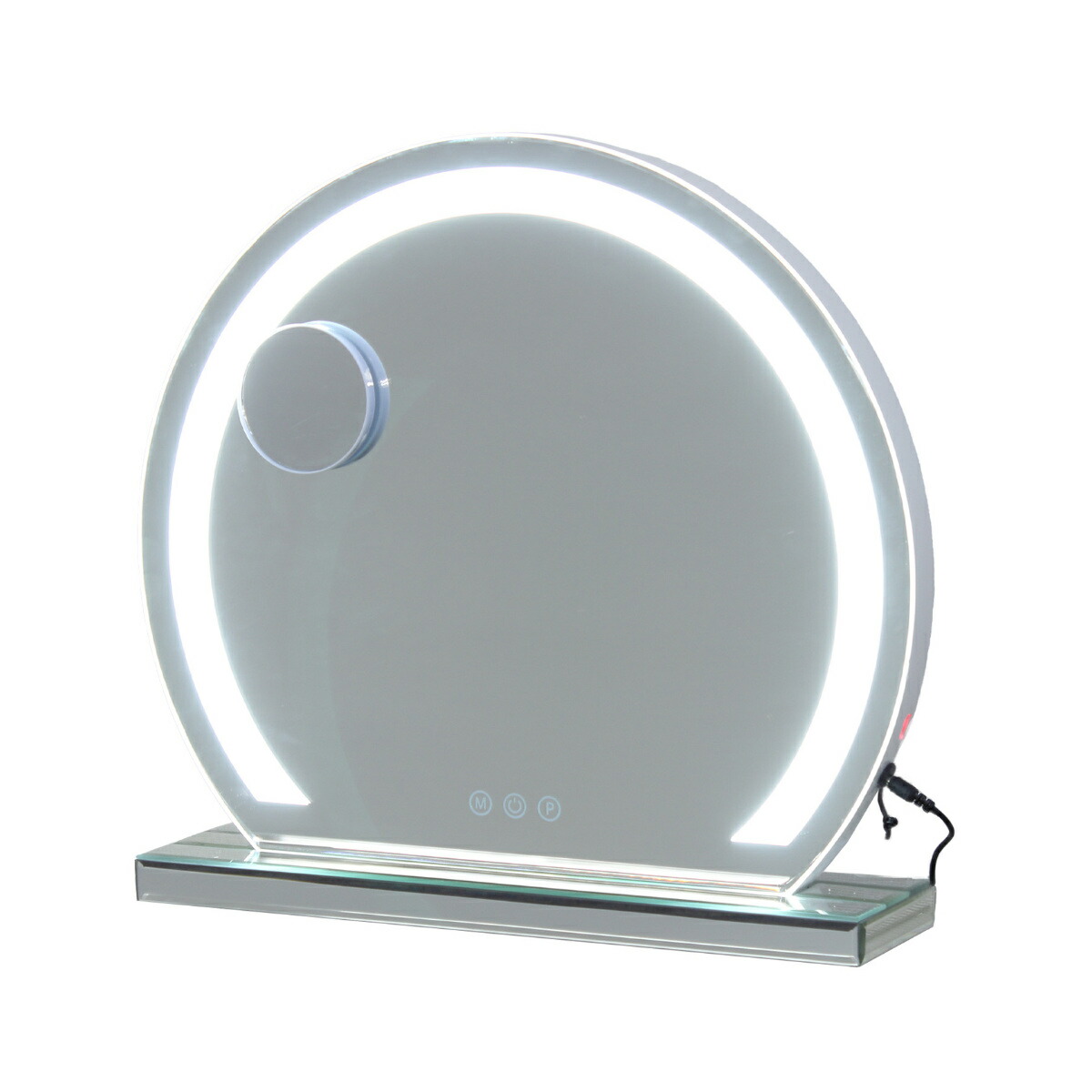 卓上ミラー LEDライト付き アーチリングミラー ( 鏡 ミラー LEDライト USB充電式 調光 拡大鏡付き タッチセンサー 3倍拡大 LEDミラー )【39ショップ】