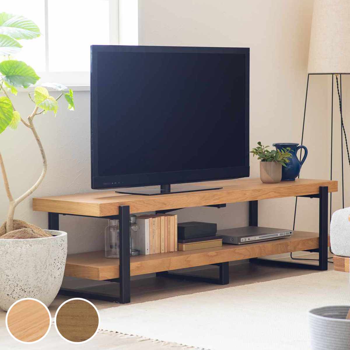テレビ台 幅150cm シンプル 天然木 （ TV台 テレビボード AVラック 収納 リビング収納 ラック 棚 木製 飾り棚 家具 ナチュラル ミドルブラウン ）【39ショップ】｜インテリアパレット