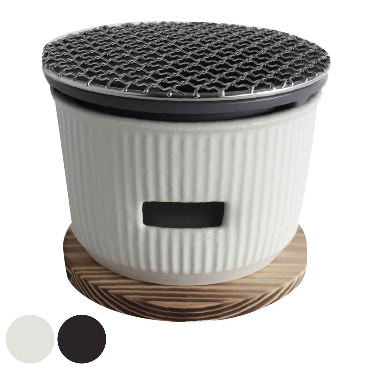 炭焼きグリル 小 陶器 日本製 ロロ The Chef 卓上コンロ 七輪 （ LOLO 水コンロ 美濃焼 炭焼き SALIU グリル 炭火焼き 丸型 ミニ 金網付き 金網 敷板付き バーベキュー BBQ 焼き鳥 焼肉 餅 海鮮焼き 炭 炭火 おうち焼肉 ）【39ショップ】