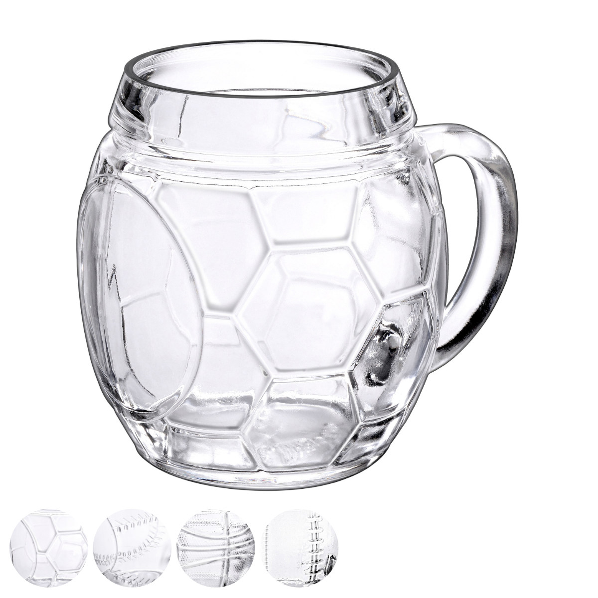 マグカップ 650ml Borgonovo ボルゴノヴォ ガラス 6個セット （ 食器 マグ カップ ガラス製 厚手 ボール 柄 サッカー 野球 バスケ フットボール スポーツ観戦 プレゼント 記念品 洋食器 おしゃれ ）【39ショップ】