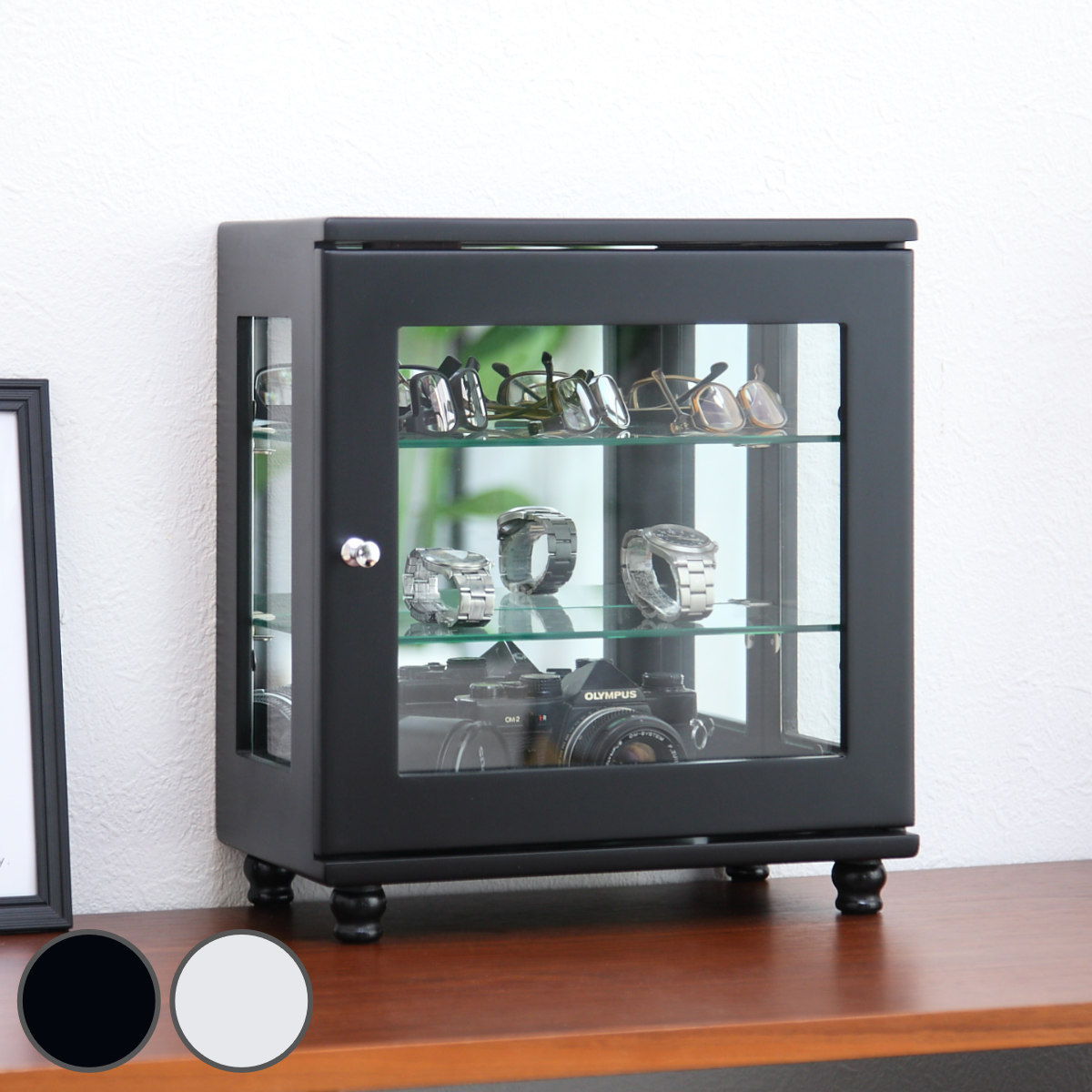 楽天市場】コレクションケース 卓上 薄型 幅60cm 高さ45cm 白 引き戸