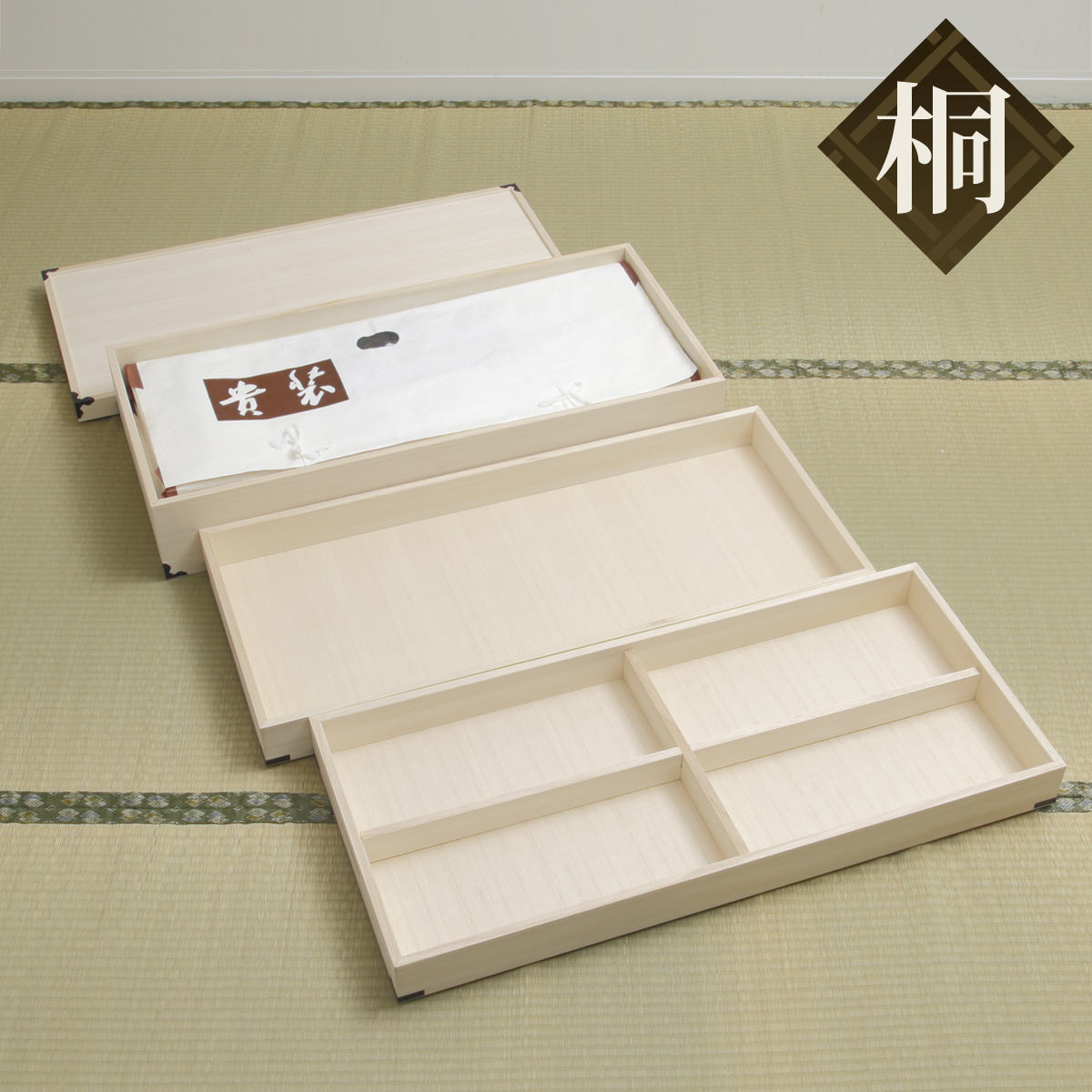 桐 衣装ケース 衣装箱 3段 幅91cm 日本製 （ 完成品 桐衣装箱 天然木 木製 衣類収納 着物 蓋付き 仕切り 収納 桐箪笥 桐タンス フタ付き 三段 ケース ボックス 収納ケース 桐箱 ）【39ショップ】