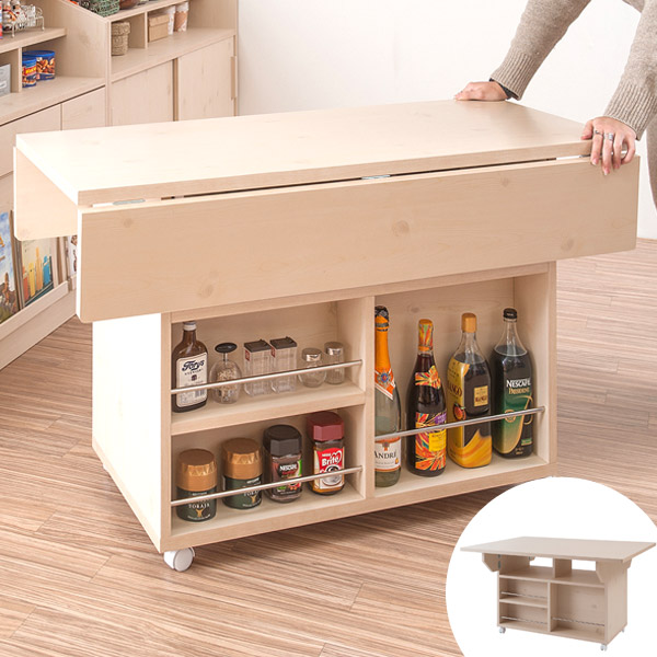 55 以上節約 楽天市場 カウンターテーブル バタフライ キャスター付 幅119 5cm 送料無料 ワゴン 両バタ テーブル 折りたたみ バタフライテーブル 引き戸 キッチンワゴン デスク キッチン収納 扉付 カウンター 完成品 キッチン収納家具 ミシン台 机 収納 日本製
