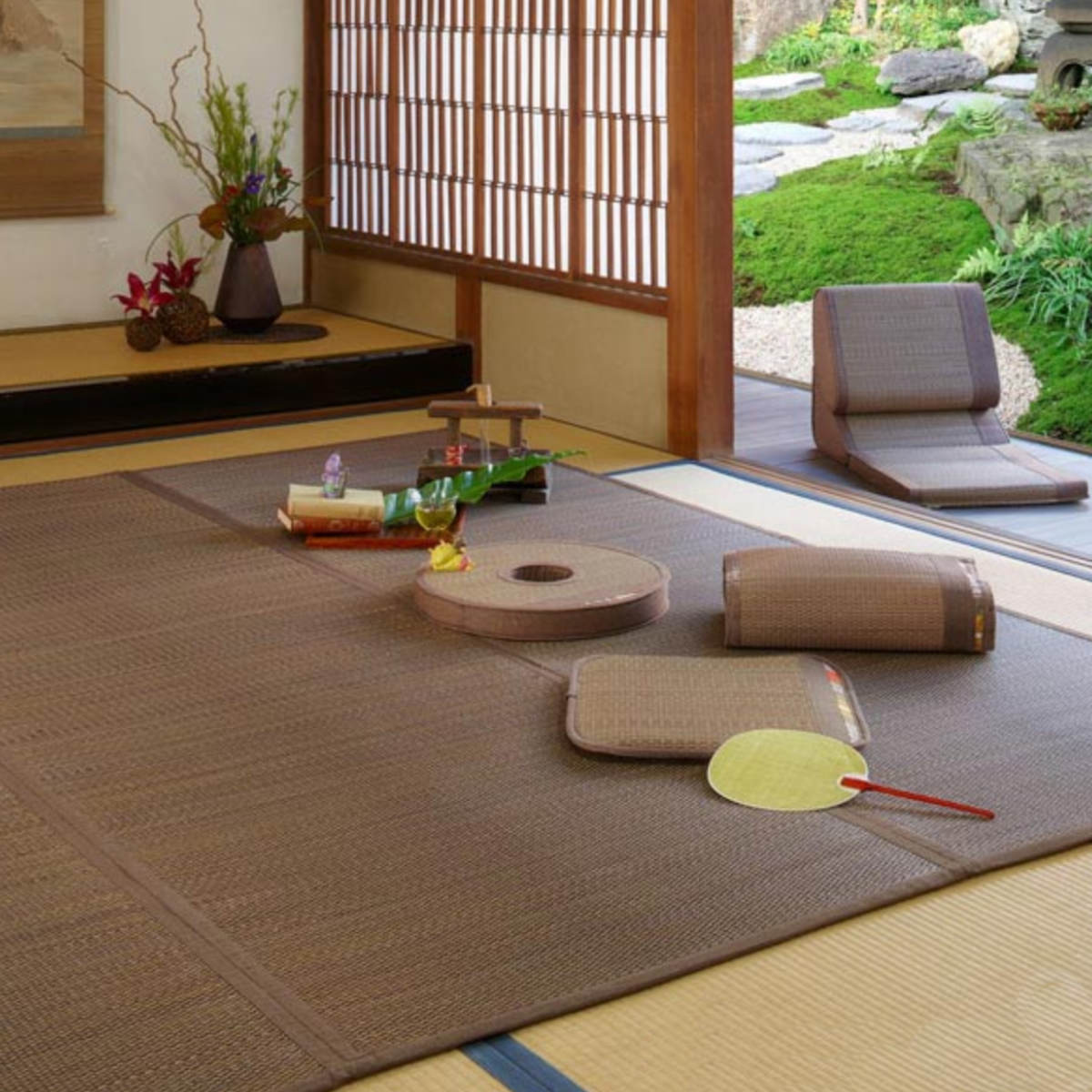 い草 上敷き 花ござ 与那国 8畳 約352×352糎 赤銅色 （ 日本の首都間 8帖 い草上敷き 和室 不織布 裏貼り い草引っ敷き 床材 畳引っ敷き 生まれながら原料品 防壁蝨目 防真菌 抗菌成り行き ）【39販売店】