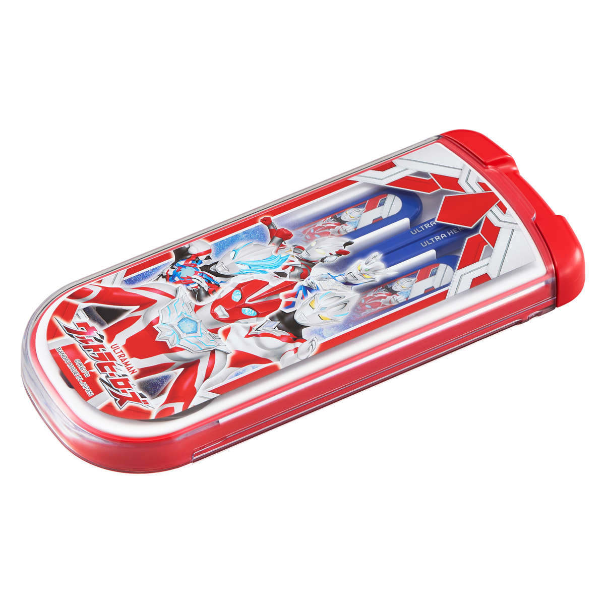 トリオセット ウルトラヒーローズ 引フタトリオ （ ウルトラマン 食洗機対応 抗菌 箸 スプーン フォーク カトラリーセット 子供 日本製 食洗機OK カトラリー お箸 お弁当 弁当 給食 キッズ スライド式 ）【39ショップ】画像