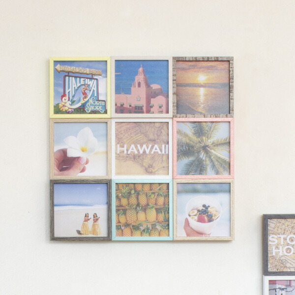 楽天市場 フォトフレーム 多面 9枚 壁掛け 卓上 写真立て ブリストル インスタコラージュ フォトスタンド 写真フレーム 写真たて おしゃれ 四角 正方形 複数 ましかくプリント 対応 9面 縦 横 玄関 リビング 置き掛け両用 中台紙付き 39ショップ インテリア