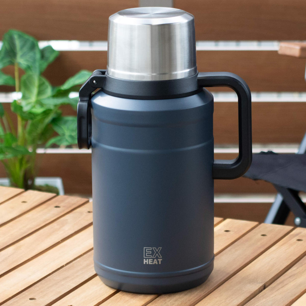 水筒 3L エクスヒート メガボトル3000 ステンレス 保温保冷 （ 保温 保冷 コップ飲み ステンレスボトル コップ メガボトル 大容量 ワンタッチ マグ ボトル 真空二重構造 おしゃれ アウトドア ハンドル ベルト付き ）【39ショップ】
