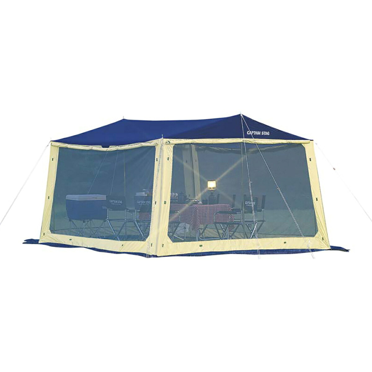疑しさ レニアス メッシュタープセット 3.1m×3.3ｍ キャリーバッグ付 雨合羽 （ キャプテンスタッグ 大型 天幕 CAPTAIN STAG アウトドア 余暇 難民キャンプ装置 蚊屋 ） 【39販売店】