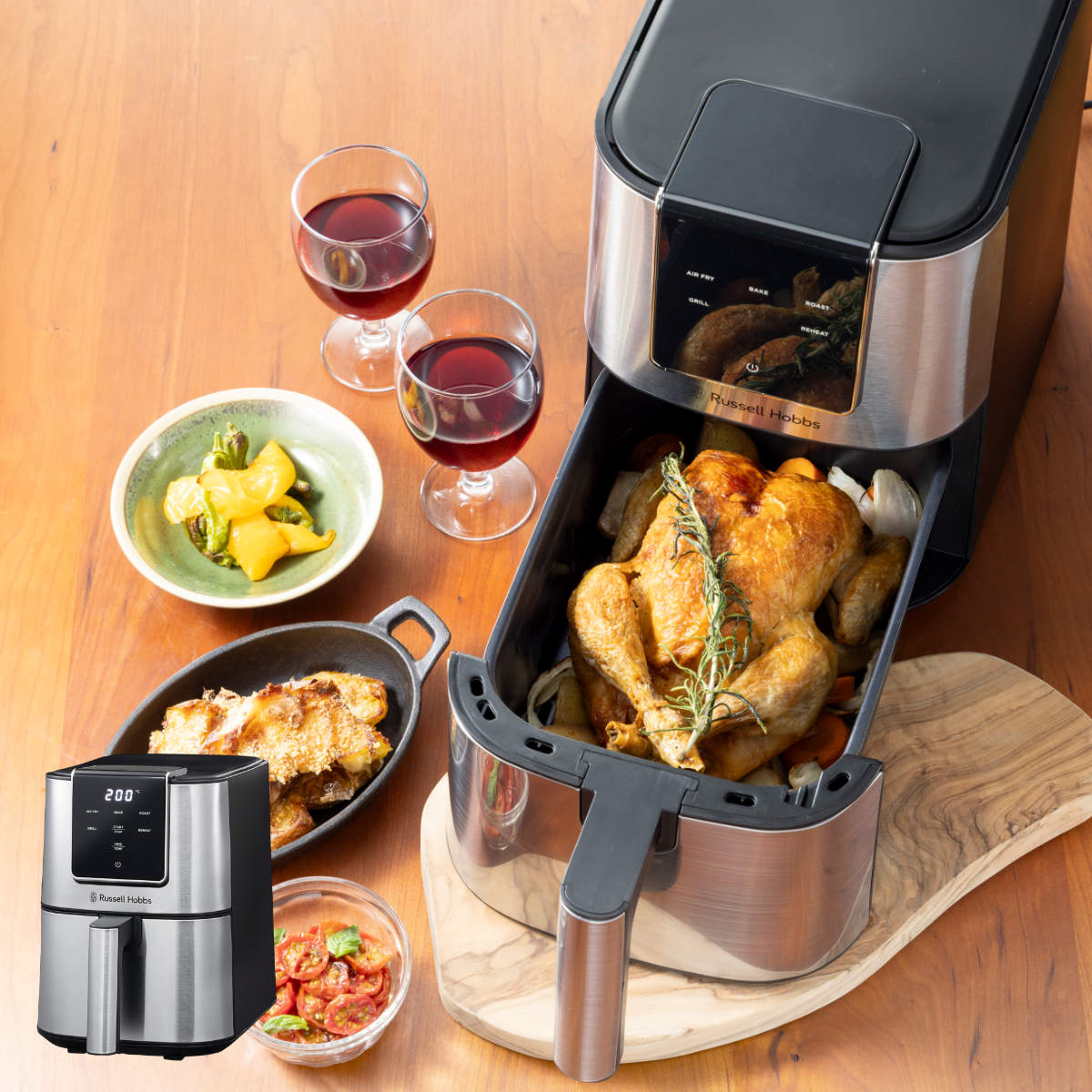 Russell Hobbs エアフライオーブン 3L ノンフライヤー 電気フライヤー （ ラッセルホブス Air Fry Oven エアフライヤー ノンオイル 油を使わない 低カロリー 揚げ物 レシピ付 時短調理 簡単調理 ほったらかし シルバー ）【39ショップ】