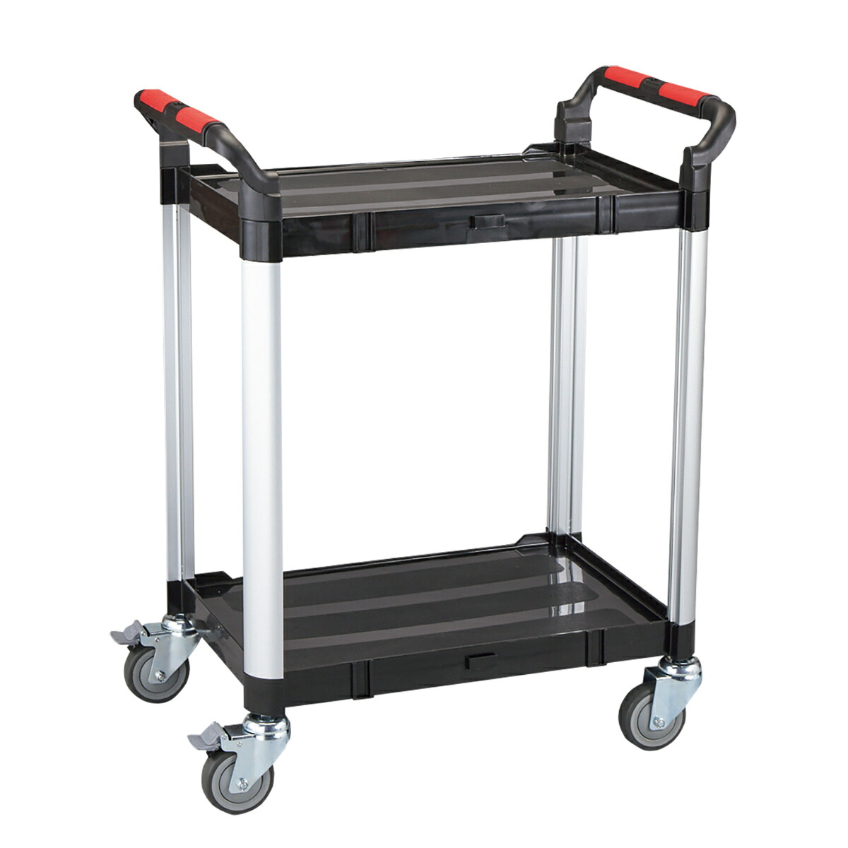【法人限定】 ツールカート トレイ2段 75×46×94cm （ 送料無料 工具ワゴン 工具カート カート ワゴン トレイ 2段 ツールワゴン ラック 工具ラック キャスター 三段 収納 作業 樹脂 軽い 軽量 ガレージ DIY 黒 キャスター付き ） 【39ショップ】