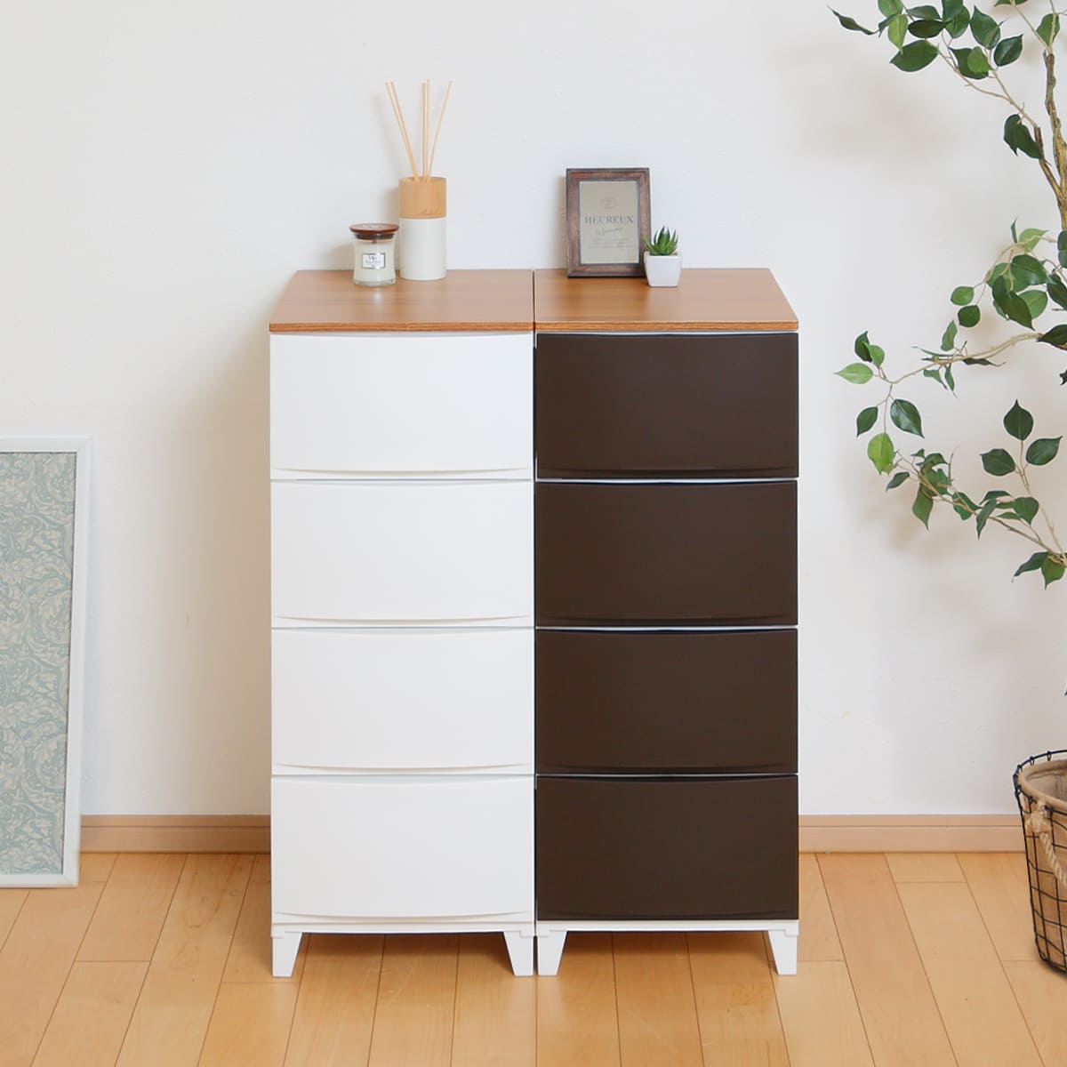 チェスト ルームスシェード木天板 4段 幅34×奥行42×高さ88cm （ 収納ケース 衣装ケース 収納 プラスチック 引き出し リビングチェスト 日本製 脚付き リビング収納 スリム タンス クローゼット ランドリー 洗面所 玄関 おしゃれ ）【39ショップ】