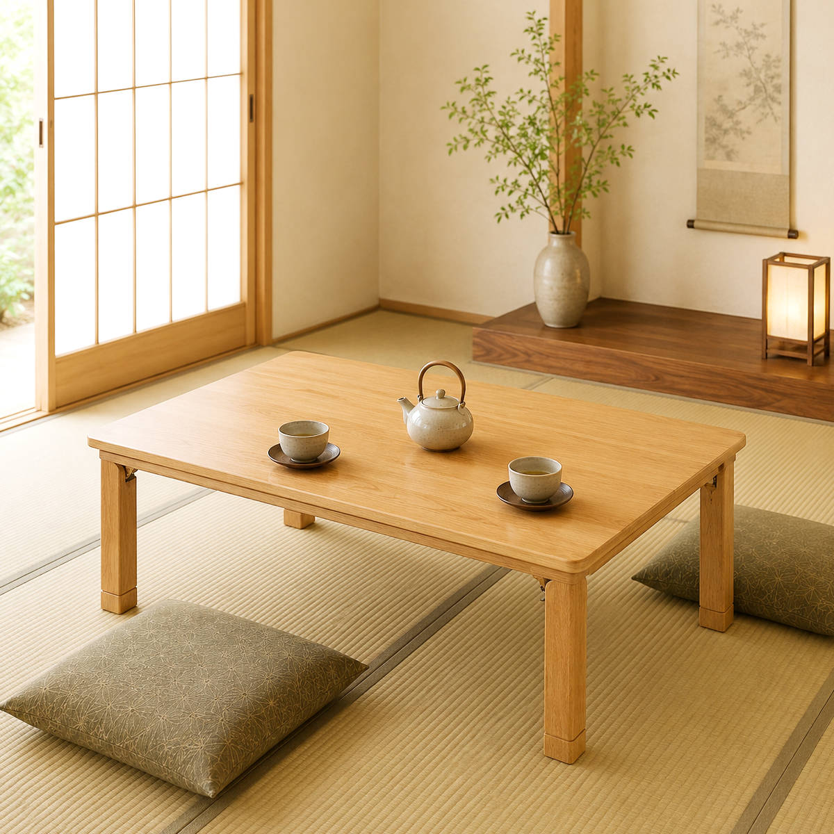 座卓 幅120cm 折れ脚 突板仕上げ 角丸タモ 家具調こたつ 日本製 ( こたつ コタツ 天然木 木製 リビングテーブル ローテーブル 継ぎ足 高さ 38cm 42cm 炬燵 1年中 使える おしゃれ 和風 ちゃぶ台 和室 和 おこた )【39ショップ】|インテリアパレット