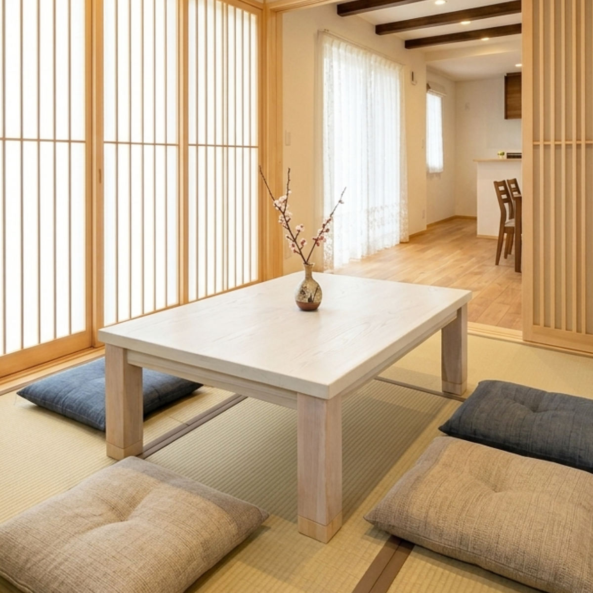 座卓 幅120cm 継脚付き 家具調こたつ ミルキー 木製 日本製 （ こたつ コタツ こたつテーブル 長方形 高さ調節 リビングテーブル 天然木 突板 タモ 継ぎ足 高さ 36cm 40cm 完成品 ローテーブル 炬燵 1年中 使える 和風 ちゃぶ台 ）【39ショップ】｜インテリアパレット