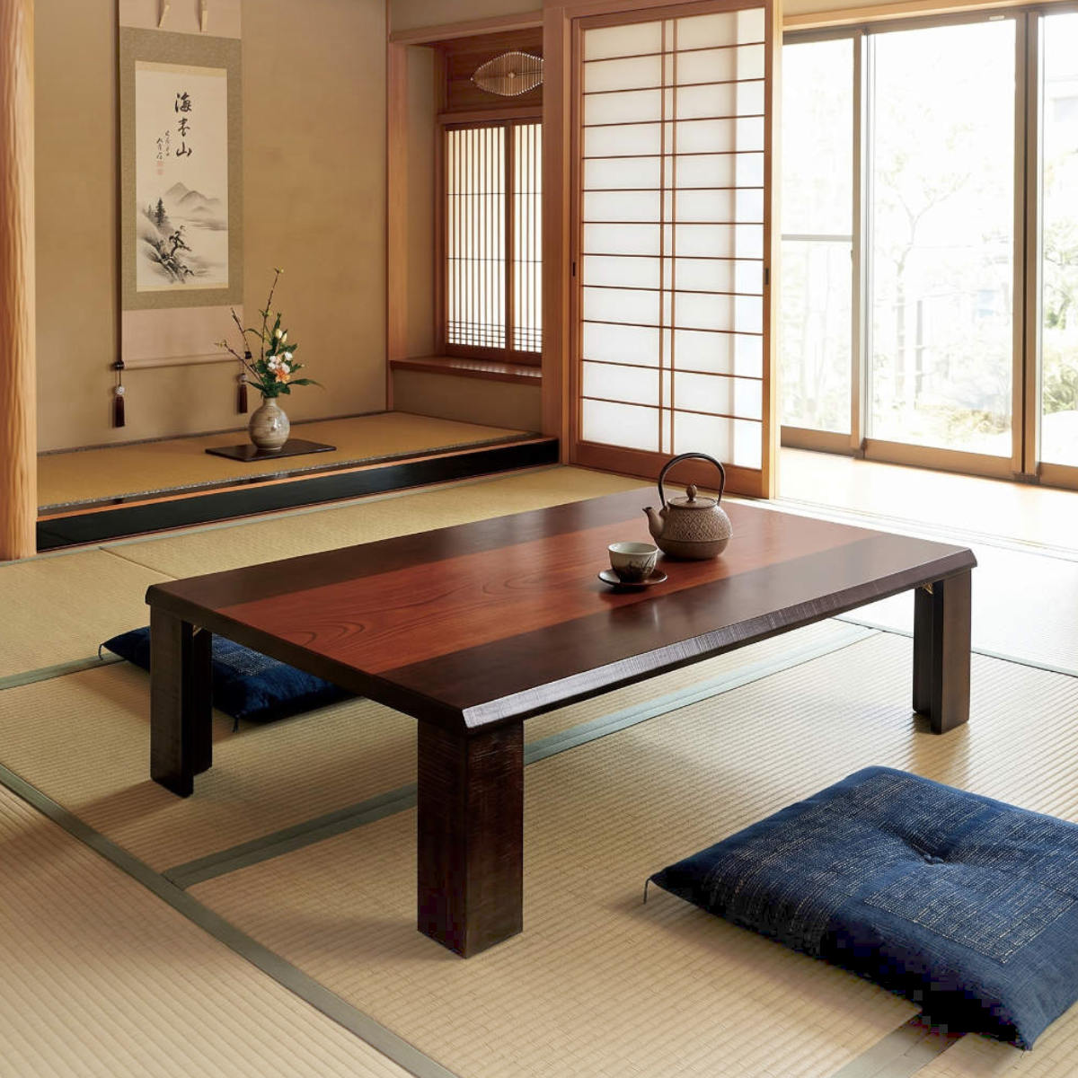座卓 幅105cm 折れ脚 家具調こたつ 軽量 フォレスト 木製 日本製 ( こたつ コタツ 座卓テーブル 和風座卓 座敷机 和室 畳 座敷 長方形 天然木 突板 ケヤキ 完成品 1年中 使える リビングテーブル センターテーブル ローテーブル )【39ショップ】|インテリアパレット