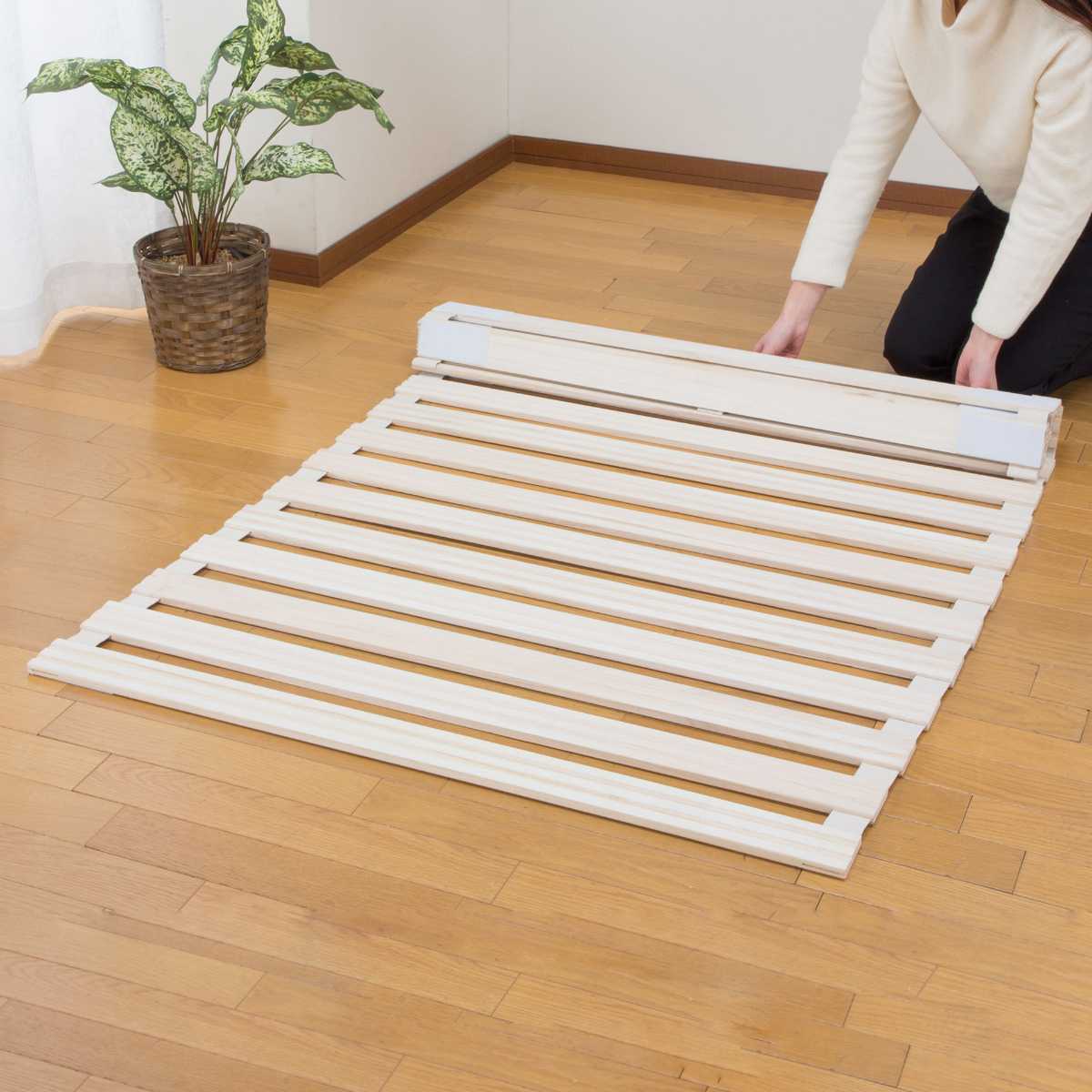 【楽天市場】すのこベッド ロール式 100cm×200cm 桐 天然木 完成品 ( スノコ すのこ マット 折りたたみ 布団 ふとん 下 湿気 ...