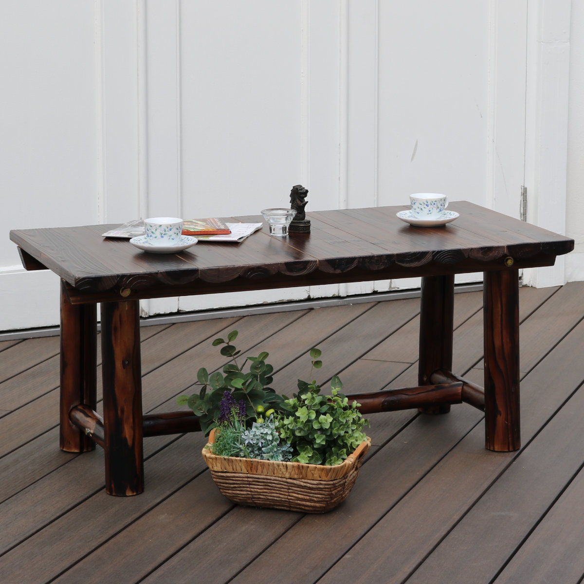 焼杉テーブル （ テーブル ガーデンテーブル ガーデン 庭 木 机 木製 屋外 屋内 ウッドテーブル カフェテーブル バルコニー 天然木 杉 椅子 おしゃれ オブジェ ウッド ）【39ショップ】