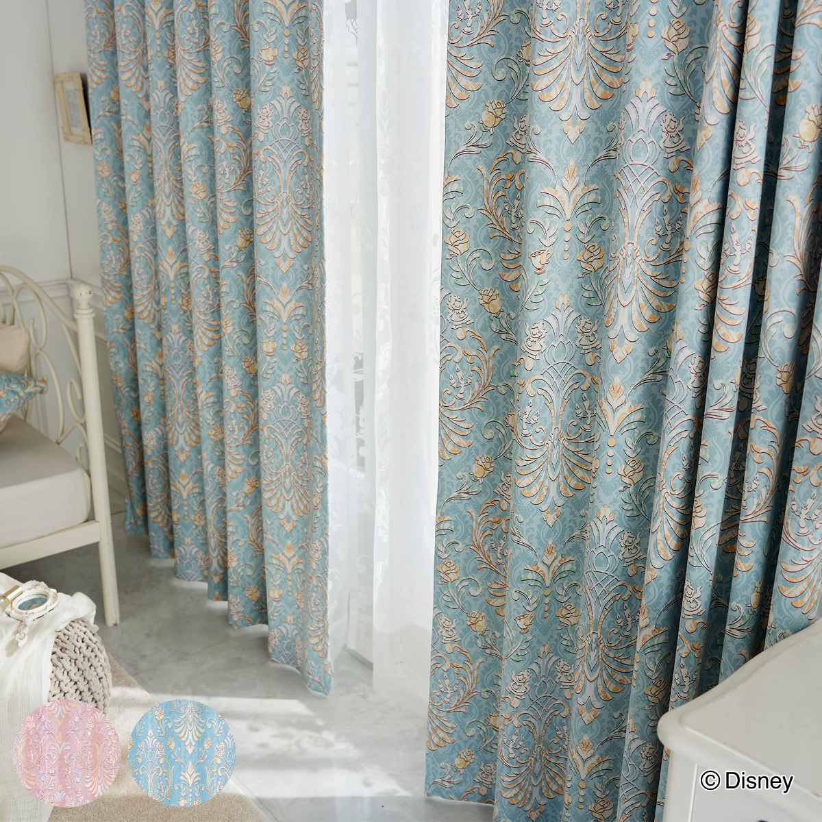 カーテン ディズニー PRINCESS/Classic beauty 100×200cm クラシックビューティー （ ドレープカーテン 1枚 2級遮光 遮光 既製品 プリンセス ウォッシャブル インテリア クラシック 1.5倍ヒダ 日本製 ）【39ショップ】