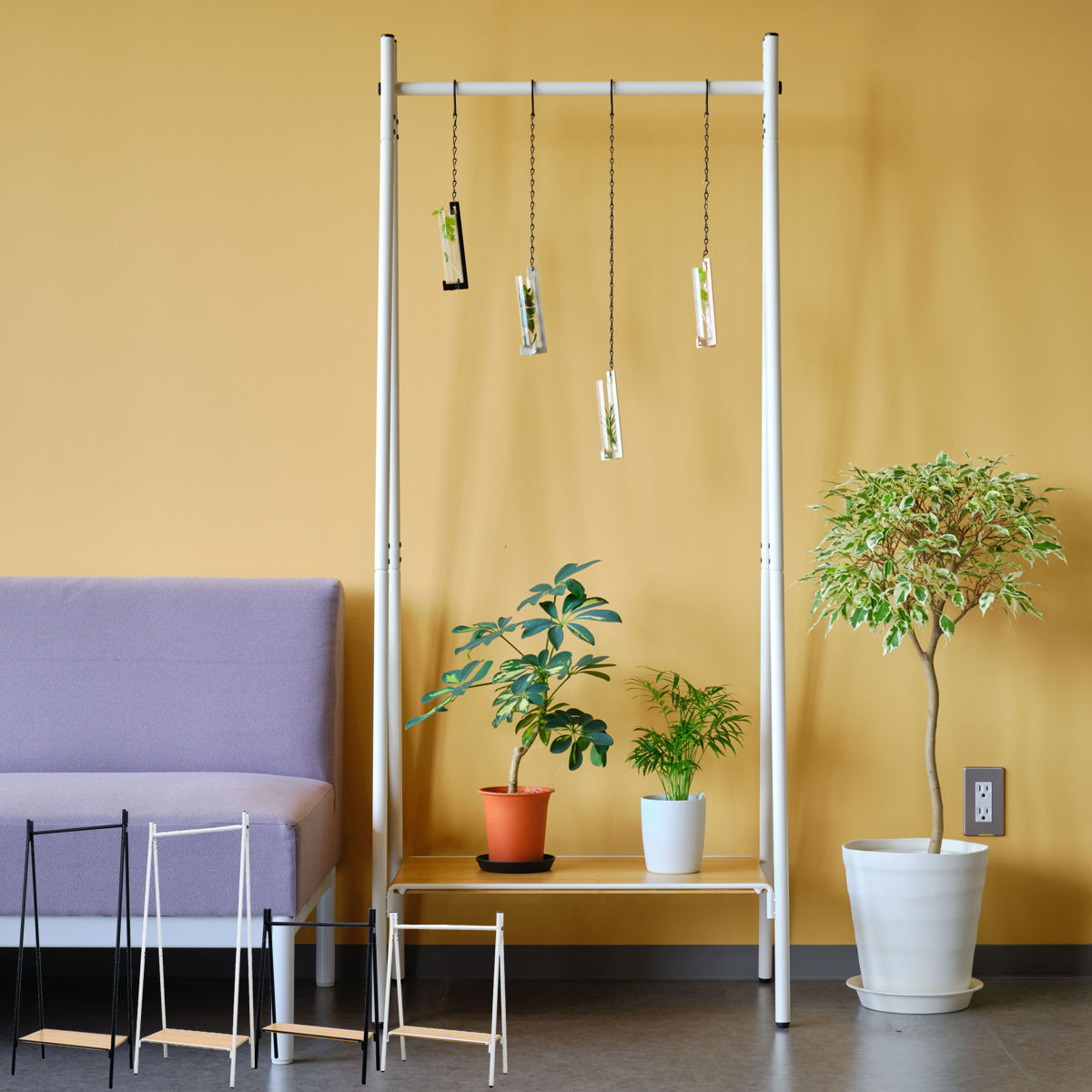 ハンガーラック 燕三条製 RACK A シェルフボード 棚付 幅65cm ( アジャスター付き ポールハンガー コートハンガー 省スペース 子供 収納 ハンガーポール コート掛け 玄関収納 ハンガー 国産 頑丈 シンプル プランターラック )【39ショップ】