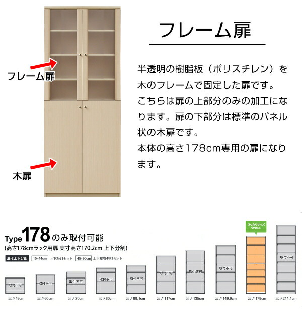 オーダー本棚178cm専用 39ショップ インテリア 寝具 収納 すりガラスのように中が見えるフレーム扉 送料無料 スリガラス調フレーム片扉 片開き オーダーメイド 本棚 セミオーダー 39ショップ 送料無料 幅25 44cm インテリアパレット