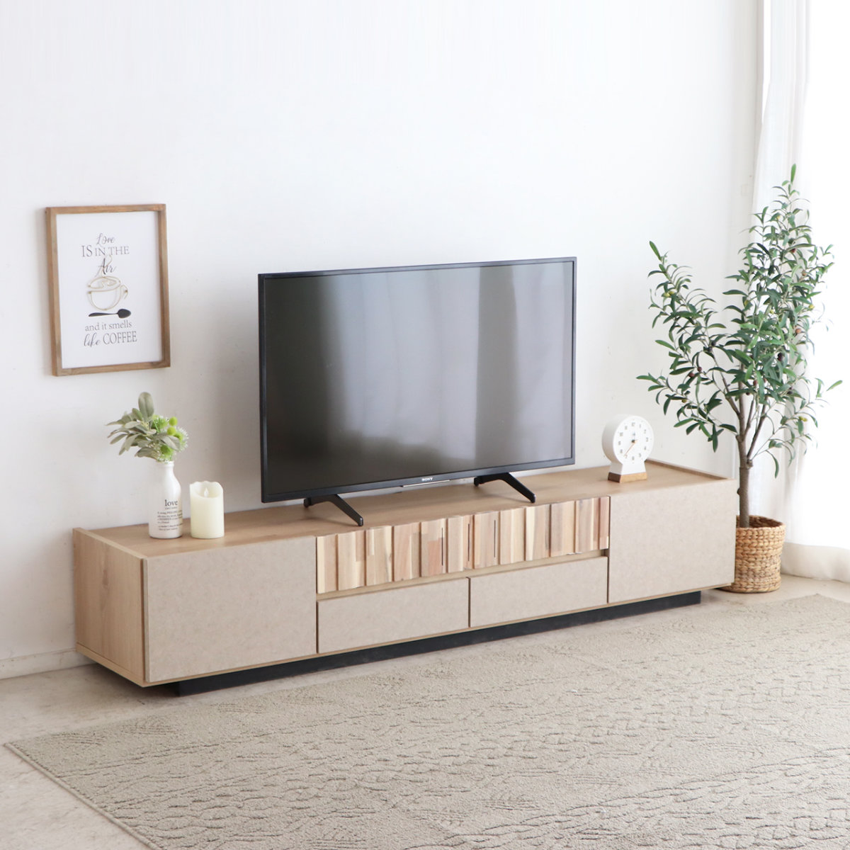 テレビ台 ローボード 幅179.9cm フロート風 完成品 日本製 ( ツキミ TV台 AVボード 棚 ラック フルスライドレール 木目調 石目調 おしゃれ リビングボード 収納 家具 フラップ扉 引き出し ツートーン )【39ショップ】|インテリアパレット