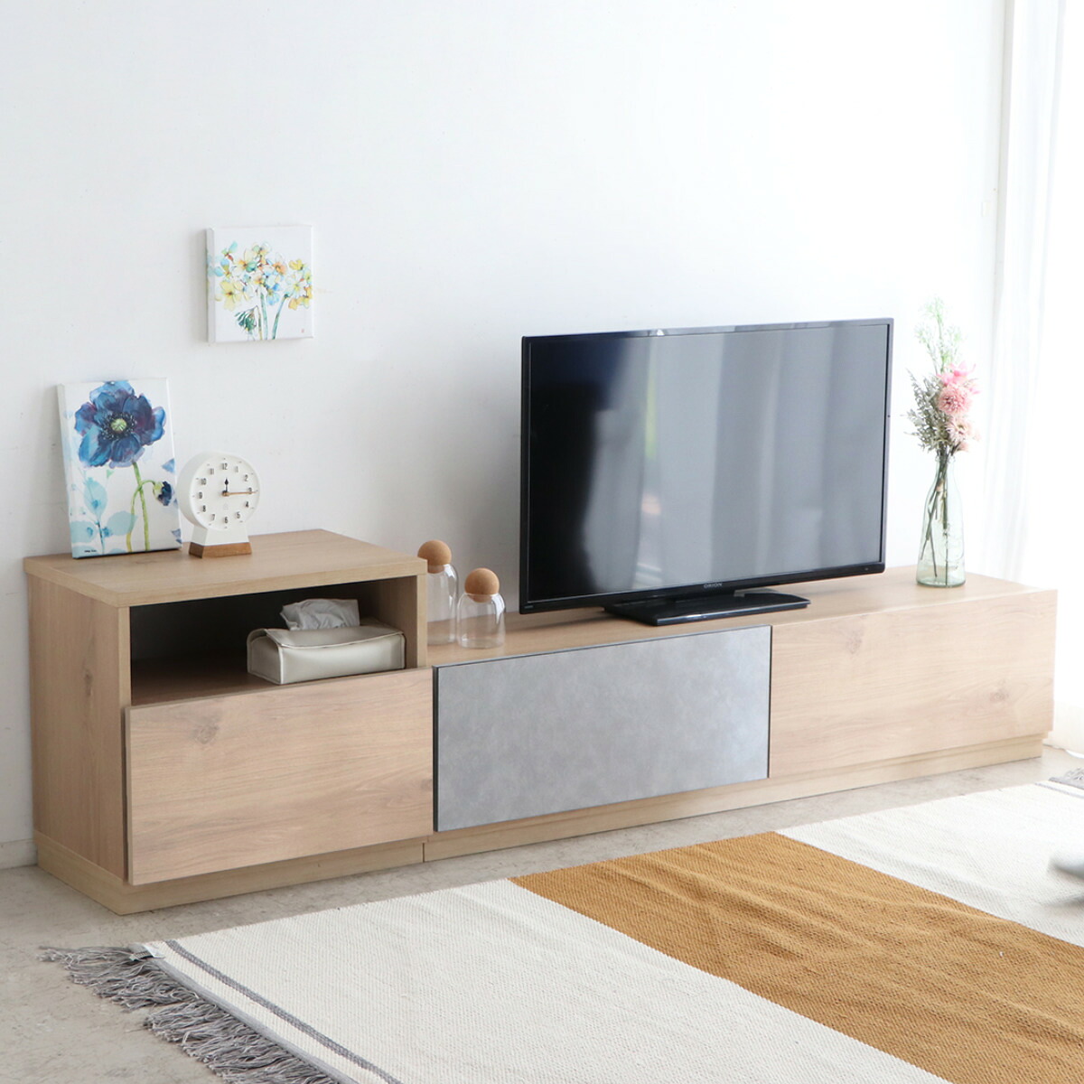 テレビ受像機台 押し入れ 幅59 120 149糎 切り上げる品 日本製 組みあわせ （ リビングゲーム盤 納める 調度品 下げ翼扉 抽き出し ツートーン ナイト爵一覧表 ）【39販売店】