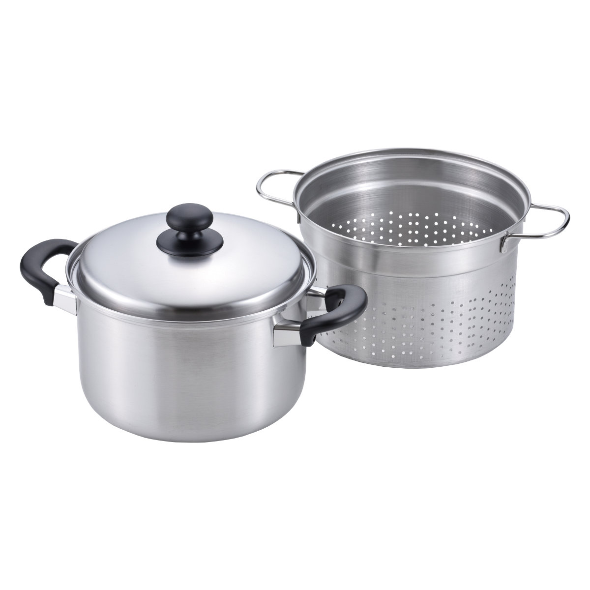 パスタポット 22cm IH対応 燕三 日本製 ( 送料無料 ガス火 IH 対応 深型鍋 パスタ用鍋 中かご付き 22センチ 寸胴鍋 湯切り鍋 ステンレス製 調理器具 )