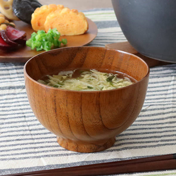 汁椀 木製 330ml 大和汁椀 棗 ナツメ 漆 天然木 6個セット （ お椀 椀 味噌汁椀 吸物椀 漆塗り 吸い物 吸物 味噌汁 お碗 ナチュラル 使いやすい 熱くなりにくい 和食器 ） 【39ショップ】