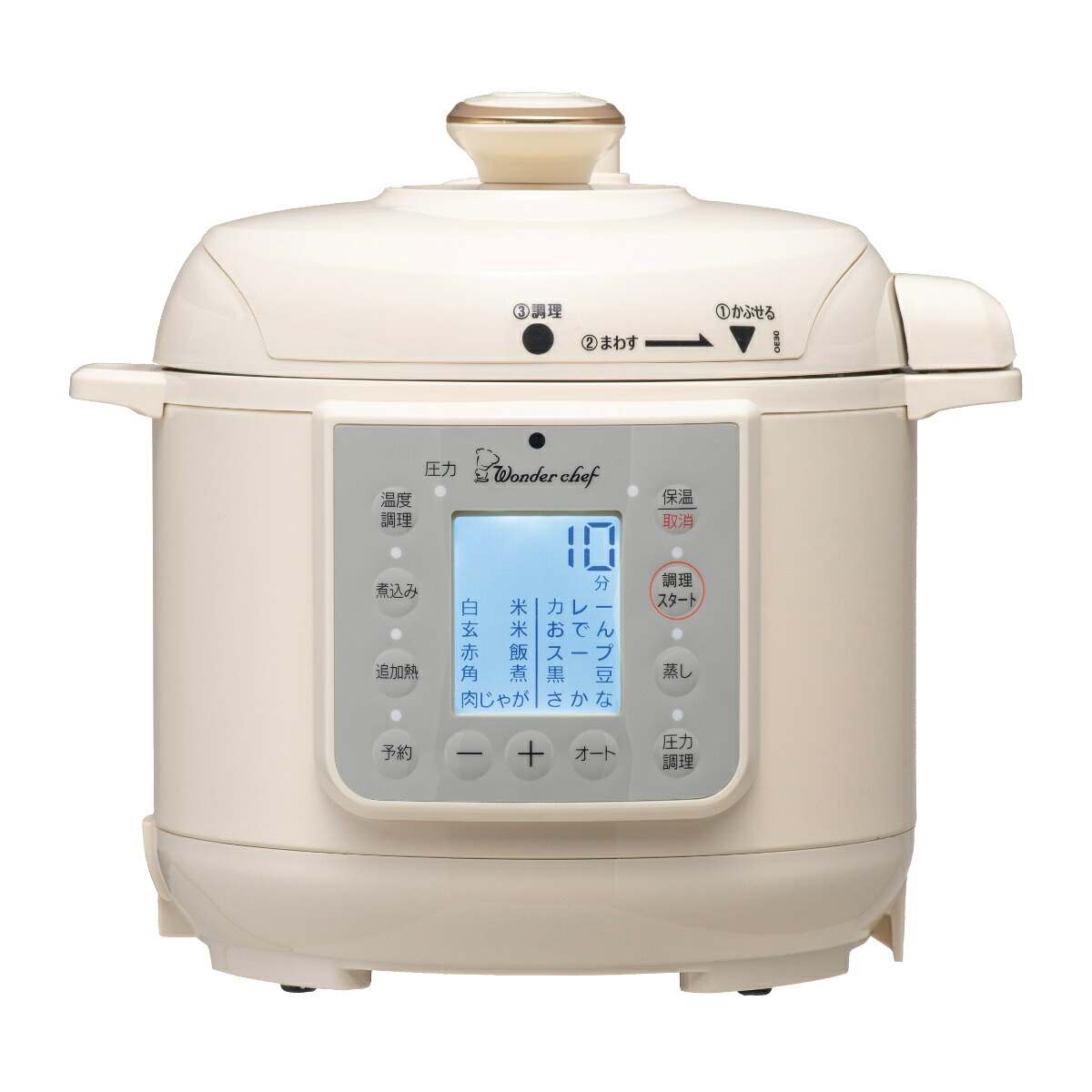 電気圧力鍋 3L マイコン 楽ポン ヌージュ ワンダーシェフ （ Wonderchef 圧力鍋 圧力式電気鍋 電気式圧力鍋 レシピ付き 圧力なべ 電気 圧力調理 調理家電 炊飯 白米 玄米 煮込み 温め直し 低温調理 保温 追加熱 ）【39ショップ】