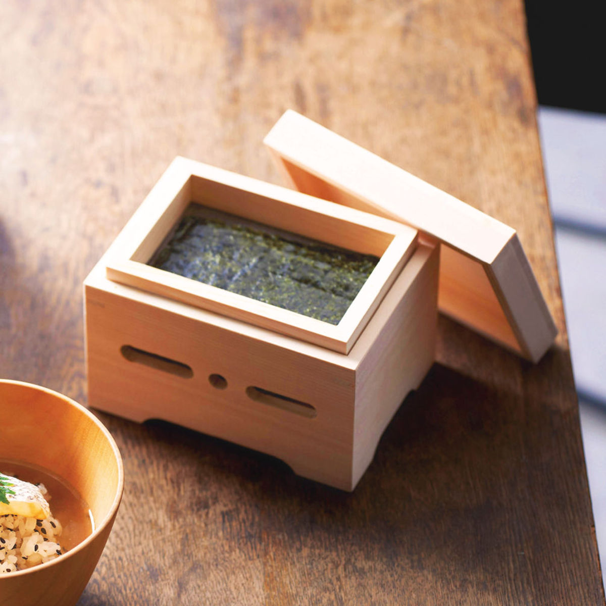 保護すること入れもの 焼きのり箱 小 （ 海苔焙炉 ホイロ 箱 焼きのり ひのき 生まれながら木 日本製 エイト切り 8切 海苔 温める 炙る 木箱 朝ごはん 酒の肴 炭火 卓上 おかず用 ）【39販売店】