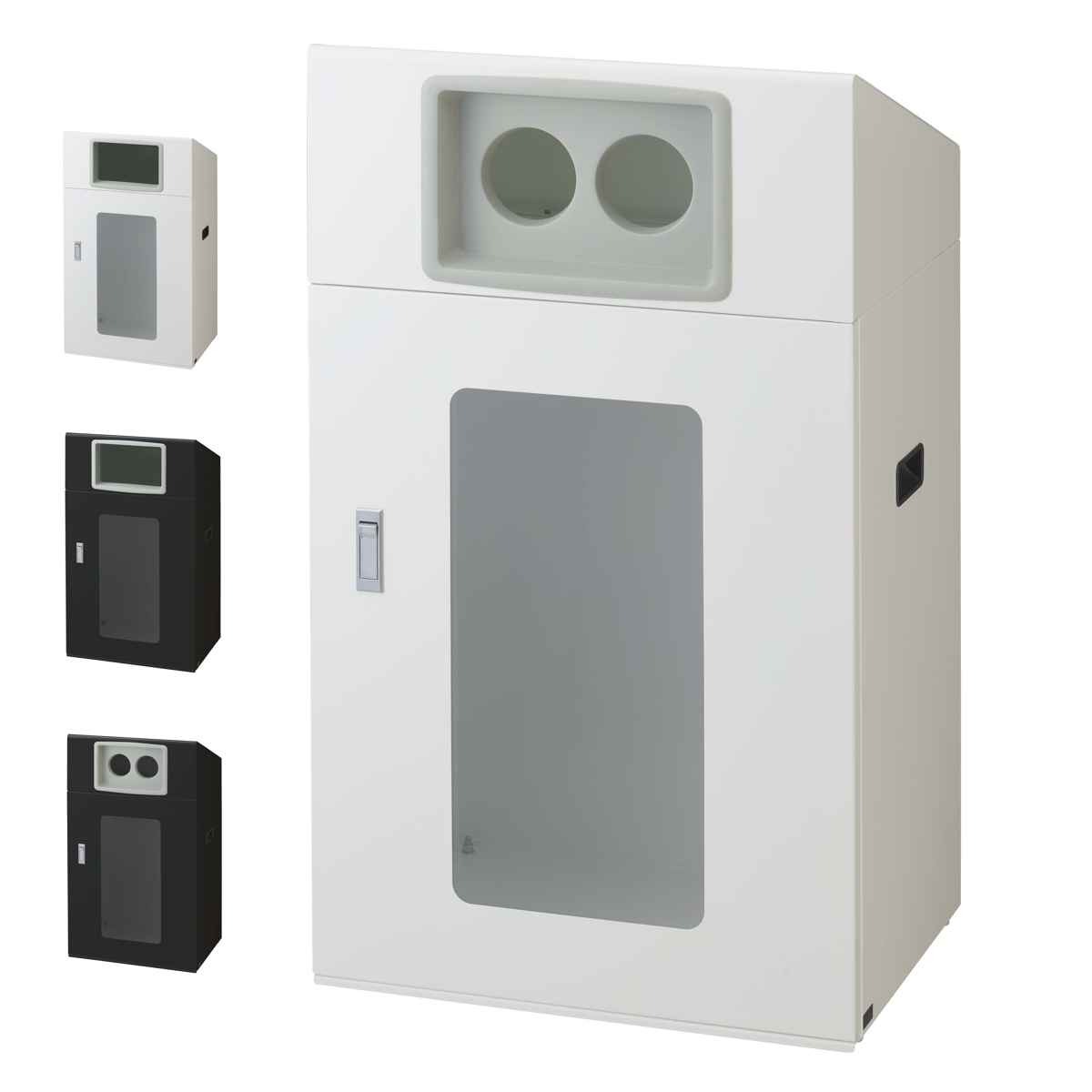 ゴミ箱 リサイクルボックスNYOS-90 120L 窓あり 屋外用 ( 法人限定 山崎産業 業務用 ダストボックス 分別 ごみ箱 奥行40 分別シール付き 120リットル 大容量 省スペース 分別ゴミ箱 袋止め付き スチール製 おしゃれ )【39ショップ】|インテリアパレット