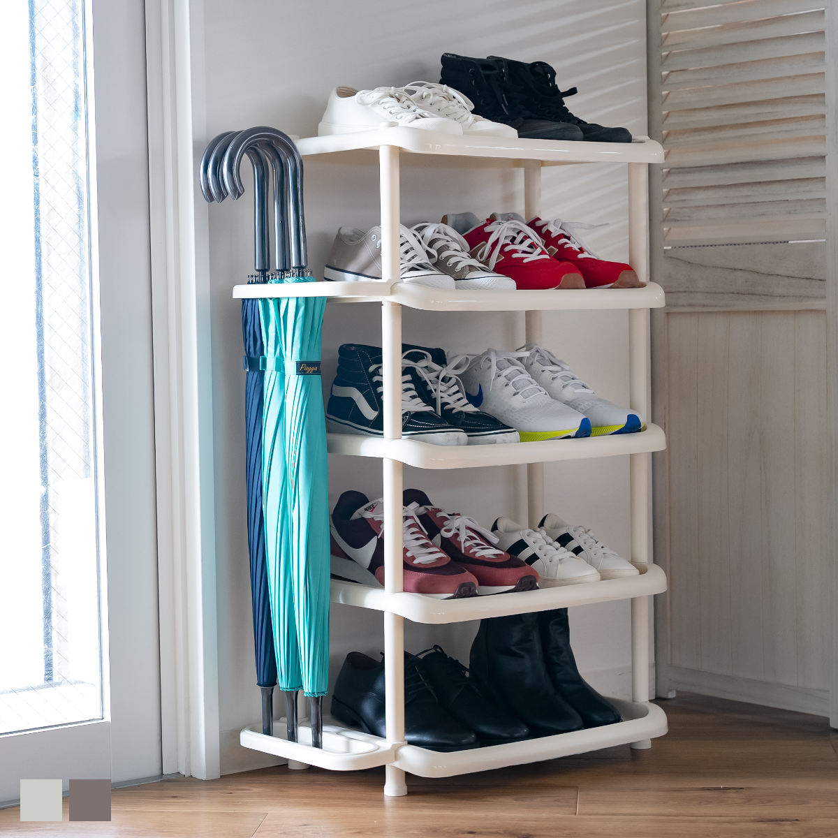 楽天市場】靴 i-Zucc シューズラック ワイド 4段 ホワイト F-2495