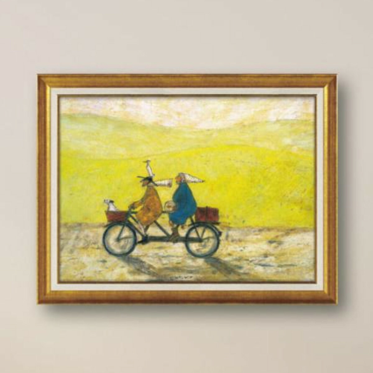 アートパネル サムトフト 『ごきげんな日』 72.5&times;55.5cm （ 絵画 絵 アート インテリア 額 額入り 壁掛け 犬 自転車 ポスター アートフレーム アートポスター ウォールアート パネル 額付き かわいい ）【39ショップ】｜インテリアパレット