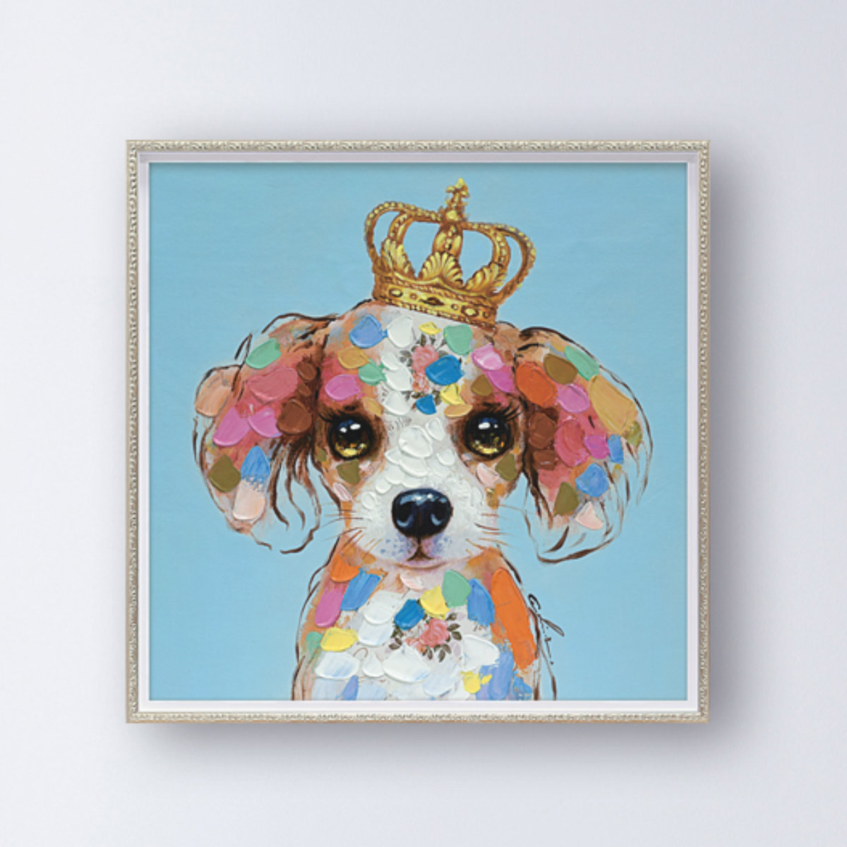 犬と女性の油彩画 金色フレーム 絵画 犬と女性の油彩画 金色フレーム 絵画 犬と女性の油彩画 金色