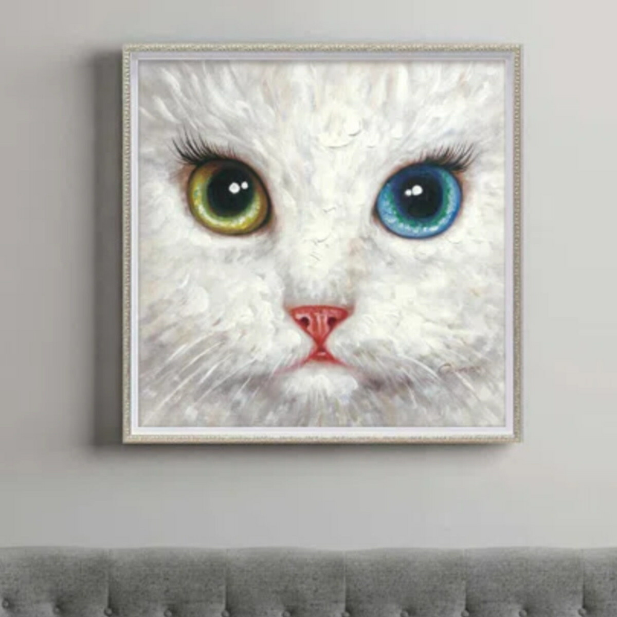 絵画 インテリア 額付(白) 油絵 F4-050620 子猫のお昼寝 動物 絵画 インテリア 油絵 玄関 絵 アートパネル 飾る アート