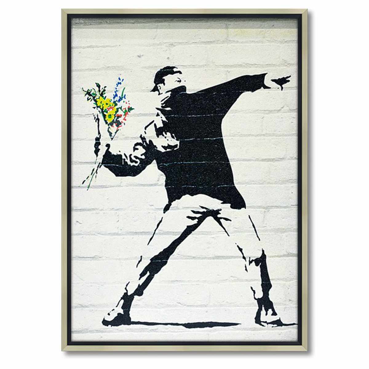 アートパネル バンクシー 『フラワー ボンバー』 63.5×88.5cm （ 絵画 絵 アート インテリア 額 額入り 壁掛け おしゃれ ゲル加工 グラフィティ ポスター アートフレーム アートポスター ウォールアート パネル 額付き 華やか ）【39ショップ】