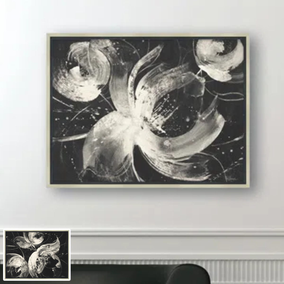 アートパネル アルベナ フリストバ 83.5&times;63.5cm （ 絵画 絵 アート インテリア 額入り 壁掛け おしゃれ ゲル加工 ポスター アートフレーム アートポスター 額付き 抽象絵画 抽象画 モノクロ ）【39ショップ】｜インテリアパレット