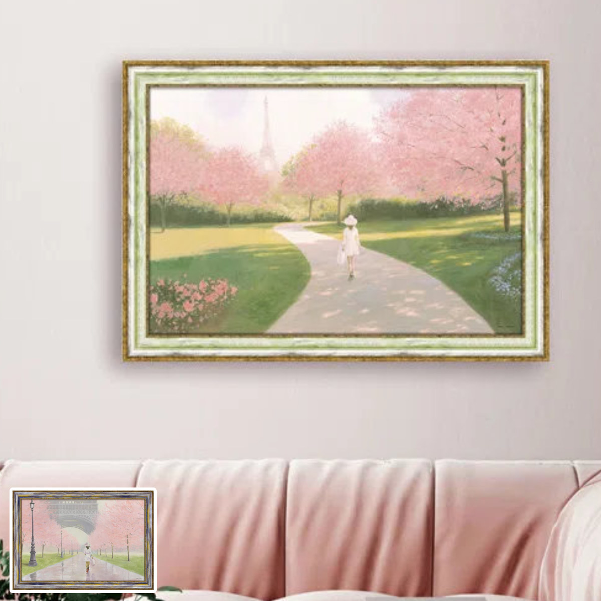 アートパネル マルコ ファビアノ 102×72cm （ 絵画 絵 アート インテリア 額入り 壁掛け おしゃれ ゲル加工 風景 パリ ポスター アートフレーム アートポスター 額付き 桜 花 華やか ）【39ショップ】