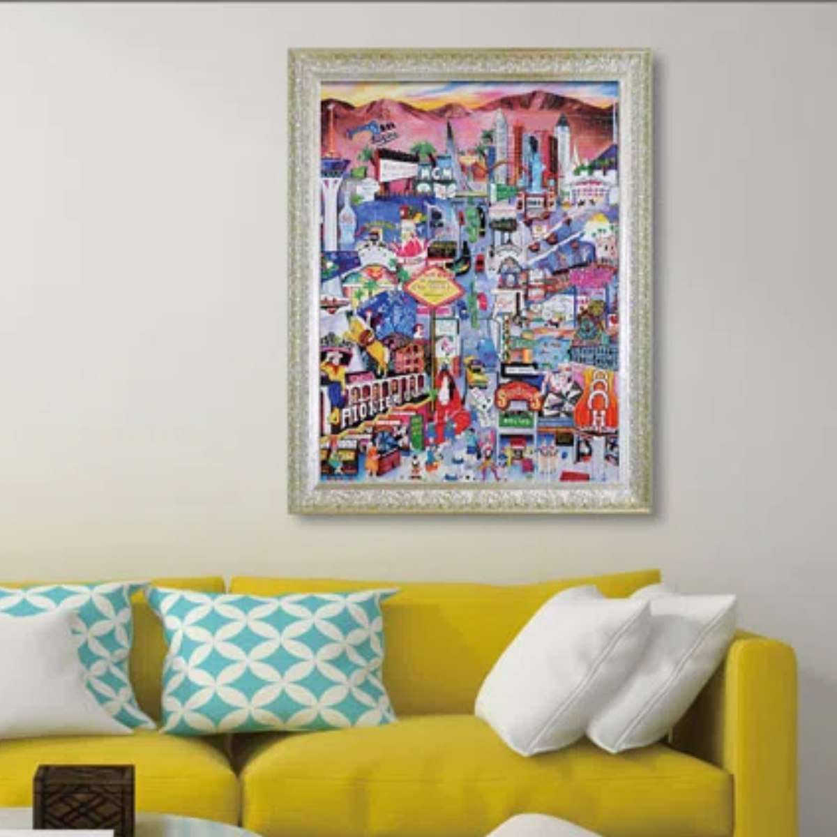 アートパネル リネア パーゴラ 『ラスベガス』 71.5×91.5cm （ 絵画 絵 アート インテリア 額入り 壁掛け おしゃれ ゲル加工 ポップ イラスト ポスター アートフレーム アートポスター 額付き フレーム付き カラフル ）【39ショップ】