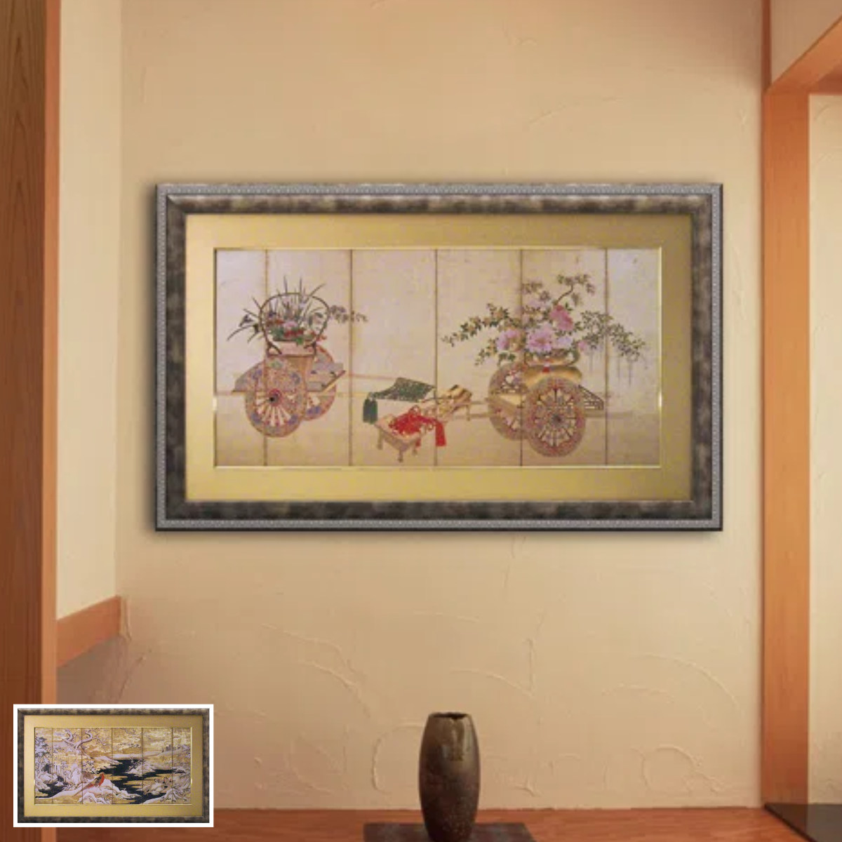 アートパネル 和風フレーム 111×68cm ( 絵画 絵 アート インテリア 額入り 壁掛け おしゃれ 吊金具付き 横長 ポスター アートフレーム アートポスター 額付き フレーム付き 複製画 )【39ショップ】|インテリアパレット