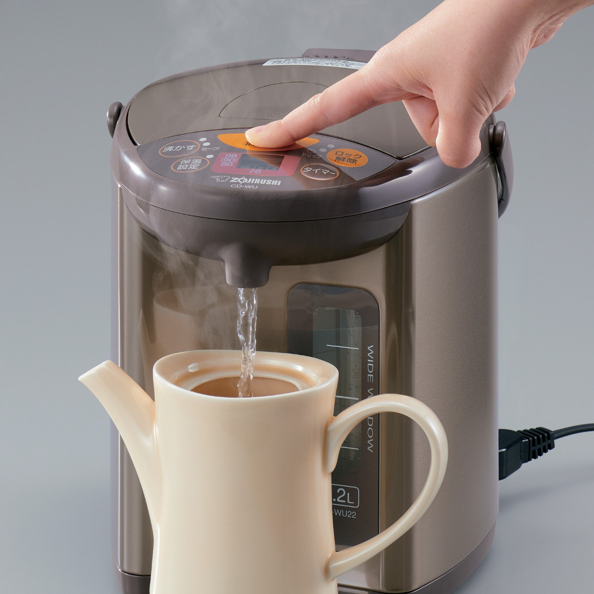 象印 マイコン電動ポット 2.2L トリプルセーブ湯沸かし機能付き ( 象印マホービン ZOJIRUSHI 湯沸しポット 保温ポット タイマー付き 保温 2.2リットル 給湯ポット 湯沸かし器 温度設定 蒸気セーブ 時短 節約 お湯 沸騰 )【39ショップ】|インテリアパレット