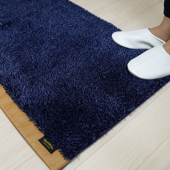 洗えるキッチンマットロングマット 北欧50×180珊 日本製calmland（カームランド）  濃紺色 Ward Robe（単語衣裳）