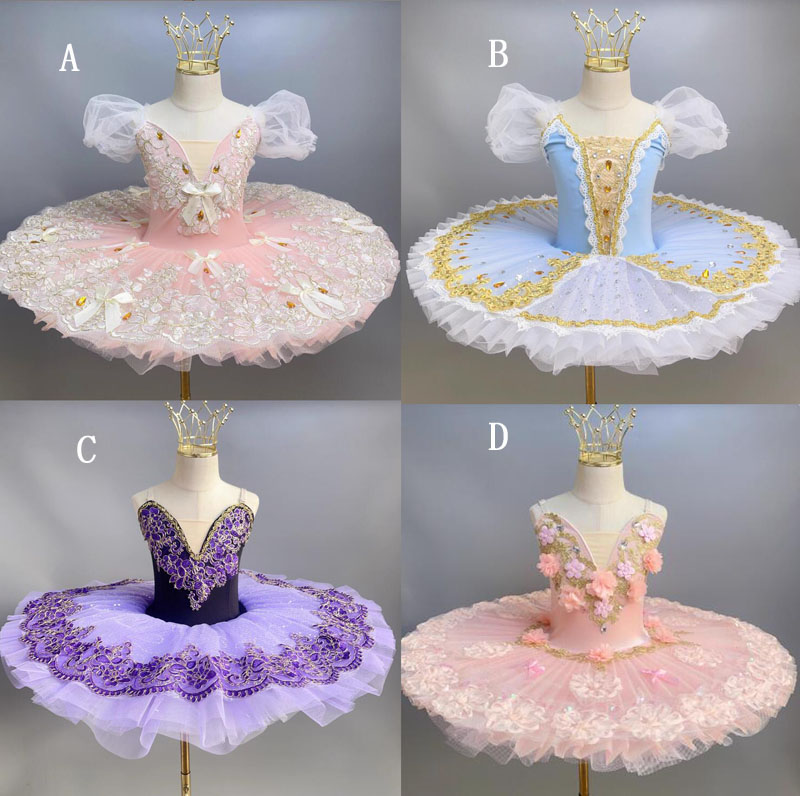 子供バレエワンピース 女の子バレエダンス レオタード 演出服 花付き 4色　可愛いチュチュ ボリューム 刺繍 ワンピース 女の子 バレエ衣装 ゴージャス チュチュスカート ダンス ドレス ガールズ ワンピースバレエ 専門服 子供 ステージ衣装100-170cm