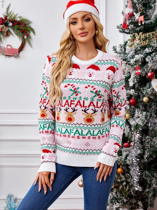 Nougat Sugarクリスマスリース刺繍長袖ニットセーター 楽天市場】クリスマスコスチューム変装 セーター レディース 冬 長袖